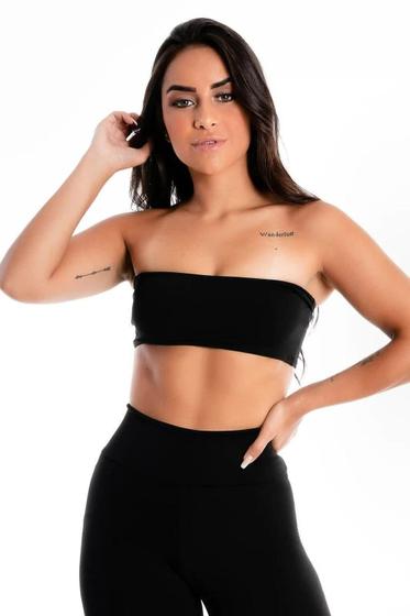 Imagem de Cropped Feminino Fitness sem alça Liso