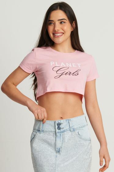 Imagem de Cropped Feminino Letreiro Planet Girls Rosa Claro