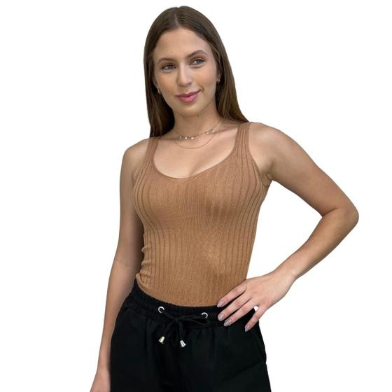 Imagem de Cropped Feminino Modal Leve Regatinha Tricô Confortavél Moda Verão