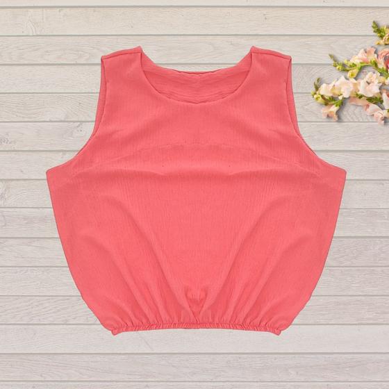 Imagem de Cropped Feminino Plus Size Liso Com Elastico na Cintura