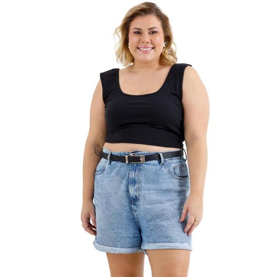 Imagem de Cropped feminino ribana alça larga decotado plus size 3050a