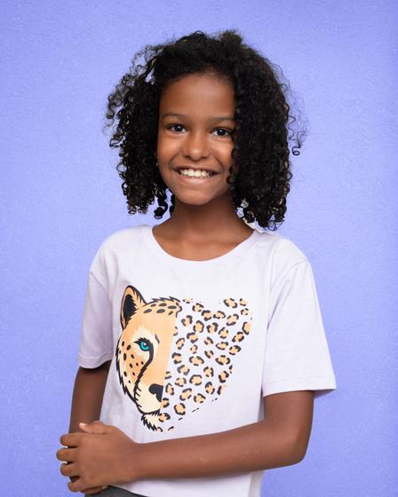 Imagem de Cropped infantil menina camiseta estamp tigre 100 algodão