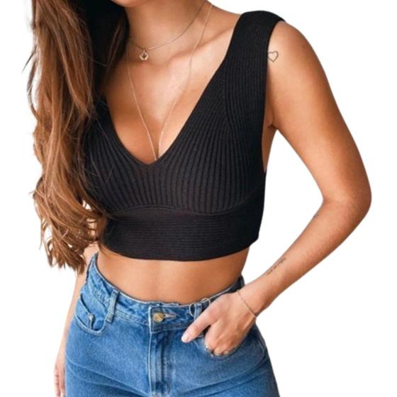 Imagem de Cropped Modal Feminino Moda Tricot Cropeed Blogueira