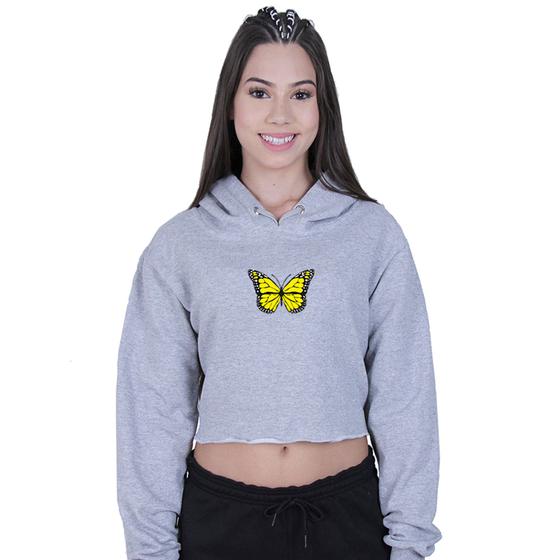 Imagem de Cropped Moletom Feminino Borboleta Amarela