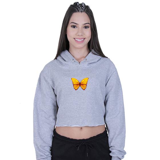 Imagem de Cropped Moletom Feminino Borboleta Laranja