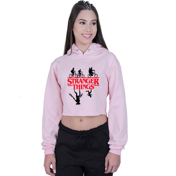 Imagem de Cropped Moletom Feminino Com Capuz Série Stranger Things