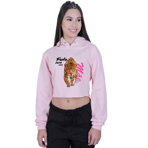 Imagem de Cropped Moletom Feminino Estampado com Capuz Presente Dia Das Mães