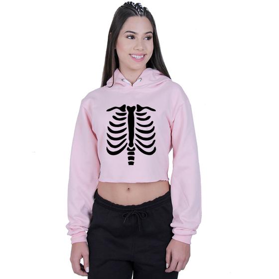 Imagem de Cropped Moletom Feminino Halloween Dia das Bruxas Esqueleto Caveira