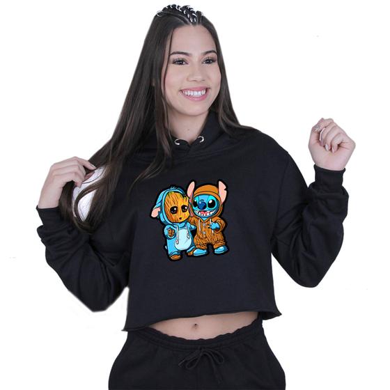 Imagem de Cropped Moletom Feminino Lilo stitch And Groot