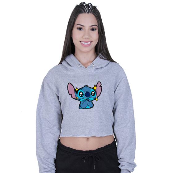 Imagem de Cropped Moletom Feminino Lilo Stitch Fofo