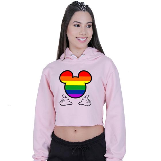 Imagem de Cropped Moletom Feminino Mickey Colorido LGBT
