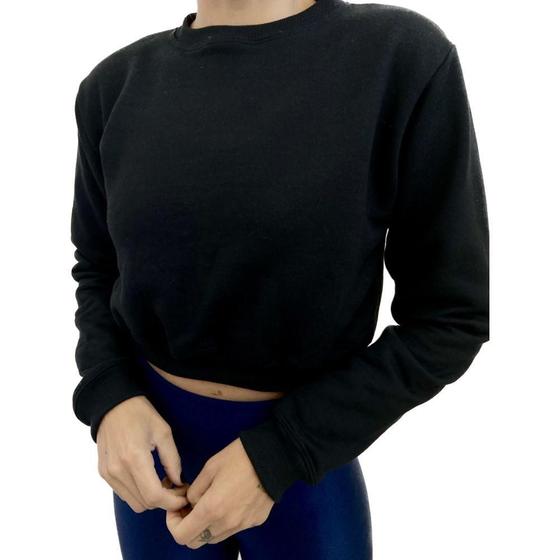 Imagem de Cropped Moletom Sem Capuz Básico Liso Despojado