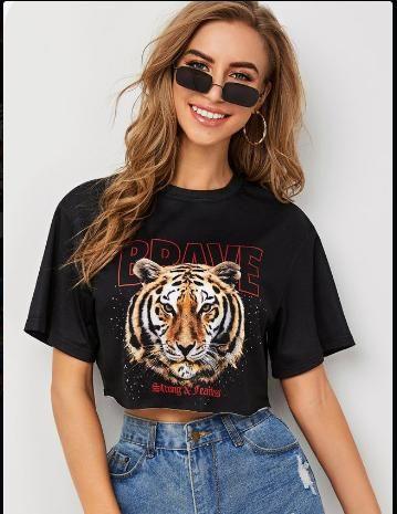 Imagem de Cropped Oversized Leão Moda Estilo Festa 