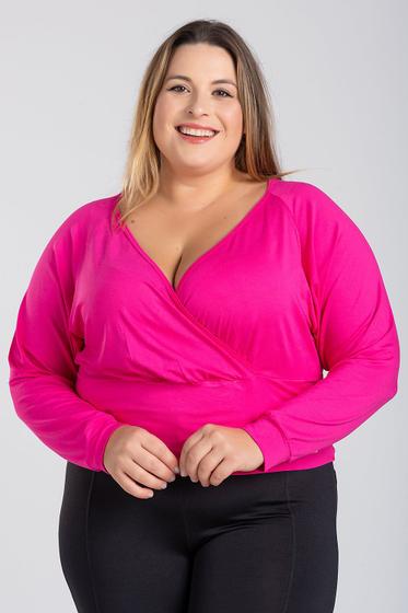 Imagem de Cropped Plus Size Transpassado Frente Decote "V"  Mangas Morcego - Serena