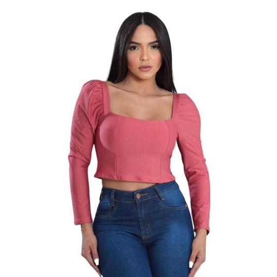 Imagem de Cropped princesa manga longa blusinha feminina