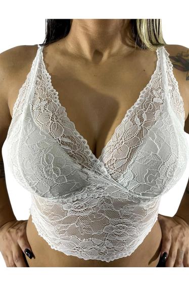 Imagem de Cropped Renda Regata Top Bojo Decote R11