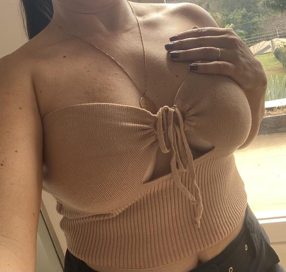 Imagem de Cropped sem alça Tricot Modal Tendencia Verao