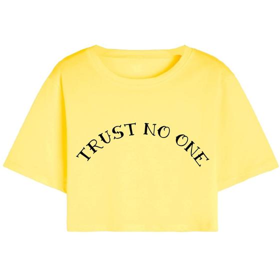 Imagem de Cropped T Shirt Feminino Casual Curto Algodão Premium Trust No One