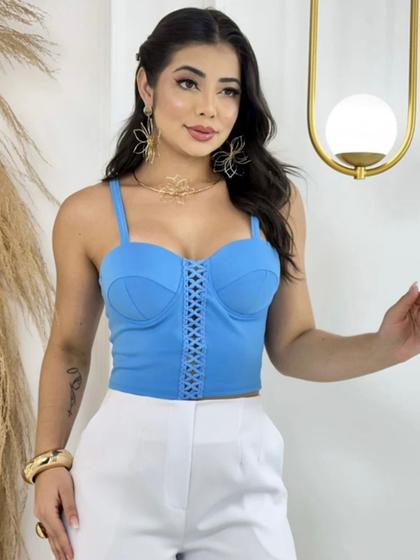 Imagem de Cropped Tamanho Único com Renda