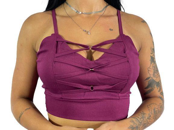 Imagem de Cropped Trançado Feminino Tendência Com Bojo R04
