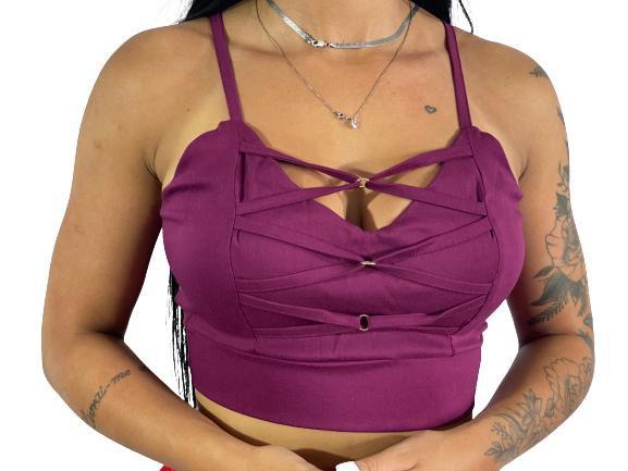 Imagem de Cropped Trançado Feminino Toque Suave Com Bojo Modelagem R04