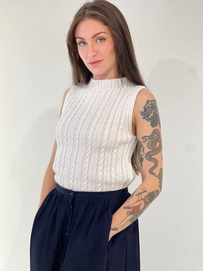 Imagem de Cropped Trico Feminino Alça Grossa e Detalhes Moda Verão