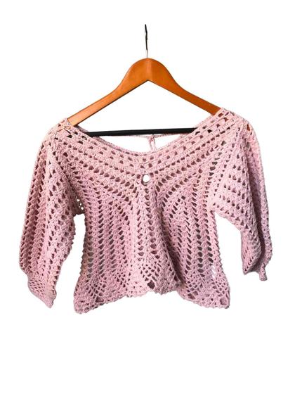 Imagem de Cropped tricot croche furos laço nas costas