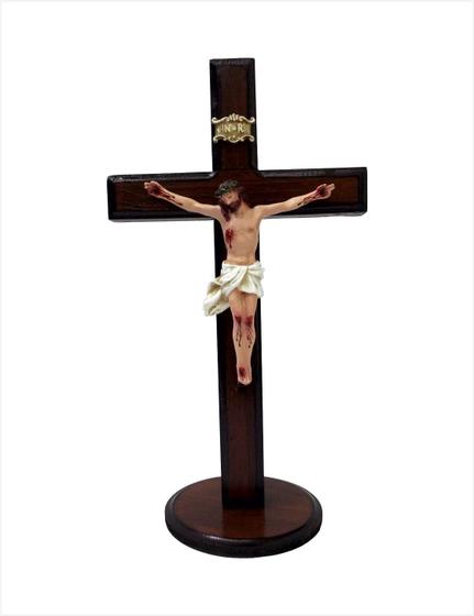 Imagem de Crucifixo com base em Madeira e Resina importada 25 x 16 cm