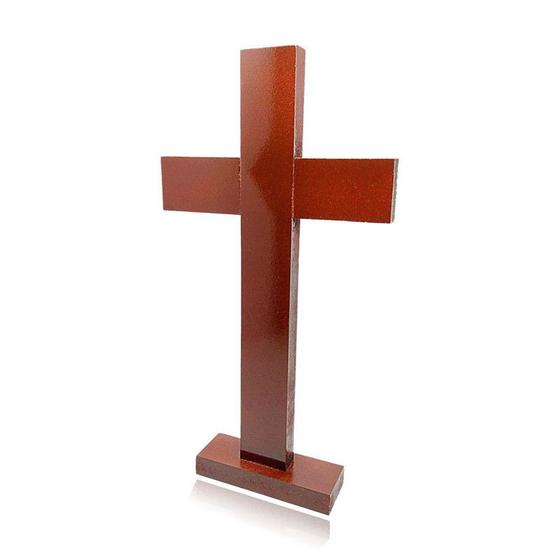 Imagem de Crucifixo com Base Para Evangélicos Sem Imagem Madeira 28cm