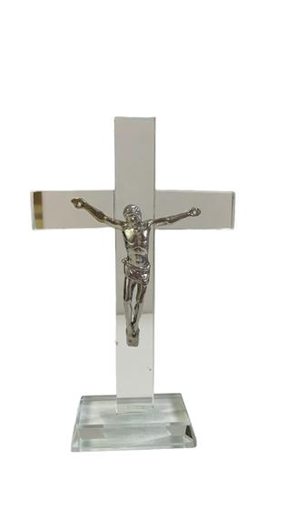 Imagem de Crucifixo Cristal com Pedestal 16,5cm