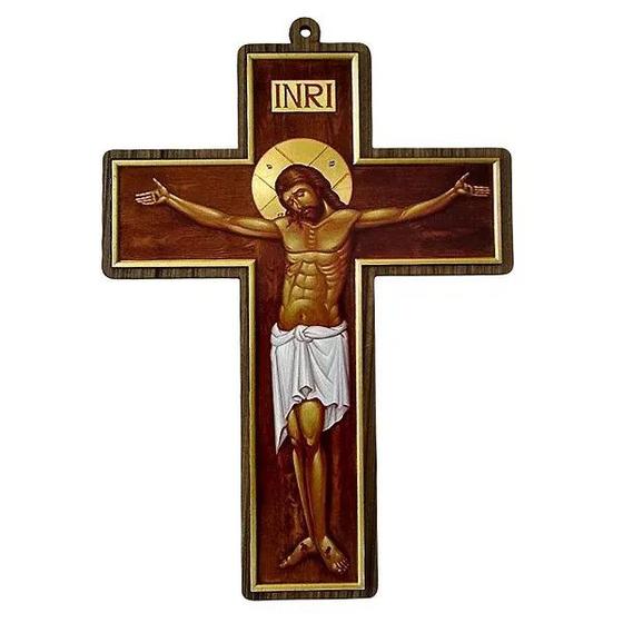 Imagem de Crucifixo Cruz Bizantino Parede Madeira 20 Cm