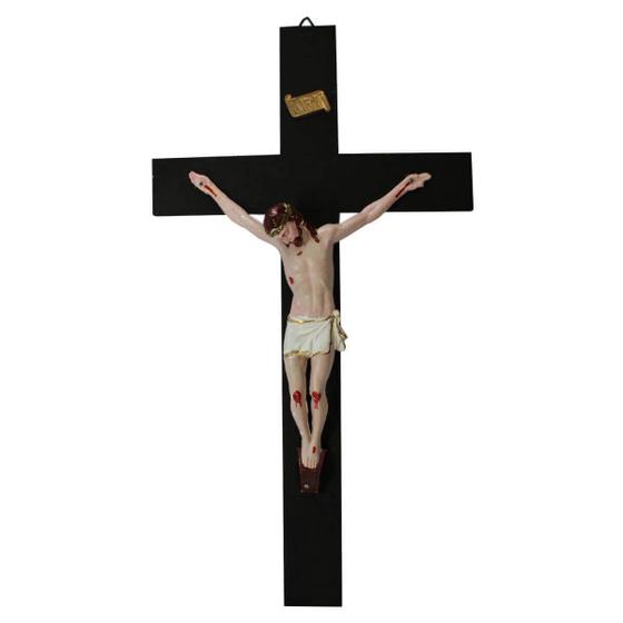 Imagem de Crucifixo Cruz de Parede Madeira Grande 40 Cm