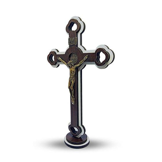 Imagem de Crucifixo Cruz Em Madeira Pequena Para Quaresma 15cm