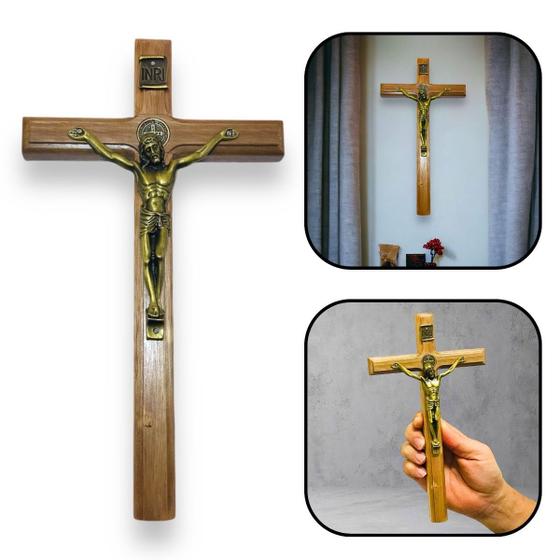 Imagem de Crucifixo Cruz Medalha de São Bento Parede 25 cm