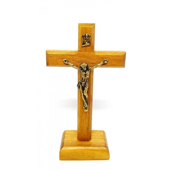 Imagem de Crucifixo de Mesa Madeira Clara 12 cm