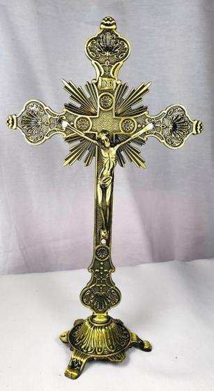 Imagem de Crucifixo de Mesa Metal 25 cm