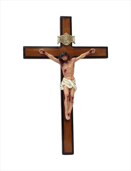 Imagem de Crucifixo De Parede Em Madeira E Resina Importada 25 X 16 Cm