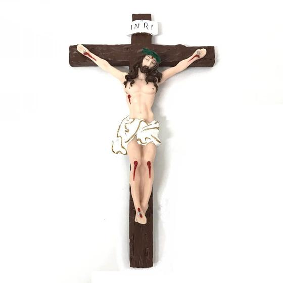 Imagem de Crucifixo De Parede Resina Maciça Linha Clássica 28 Cm
