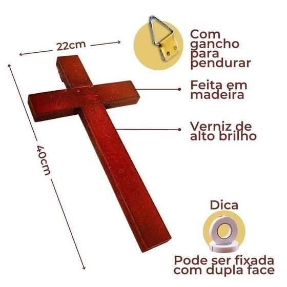 Imagem de Crucifixo de Porta Cruz de Madeira Melhor Acabamento 40cm