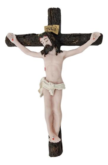 Imagem de Crucifixo Decorativo de Parede - 18,5Cm - Enfeite Religioso para Sala Quarto 