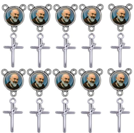 Imagem de Crucifixo + Entremeio Padre Pio 40 Peças para terço