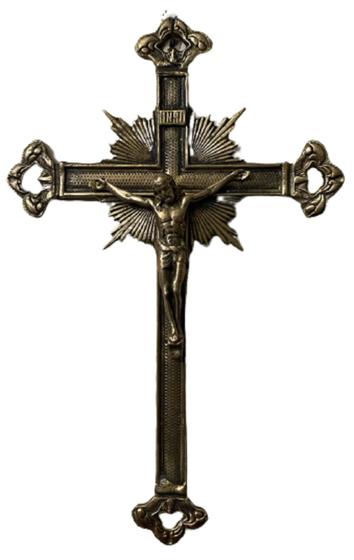 Imagem de Crucifixo Parede Bronze Decoração Igreja Jesus Cristo Amigo