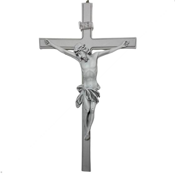 Imagem de Crucifixo Parede Cruz 80cm Cristo 40cm Mármore Área Externa