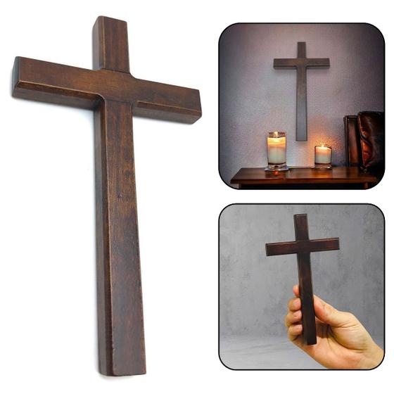 Imagem de Crucifixo Sem O Cristo Porta Ou Parede Madeira 18 Cm