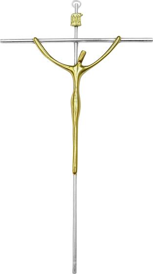 Imagem de Cruz, Crucifixo De Parede C/ Cristo Dourado E Cruz Metal 28x17cm