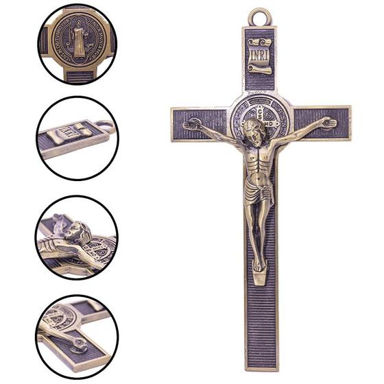 Imagem de Cruz Crucifixo De Parede Corpo do Cristo Jesus Metal 29cm