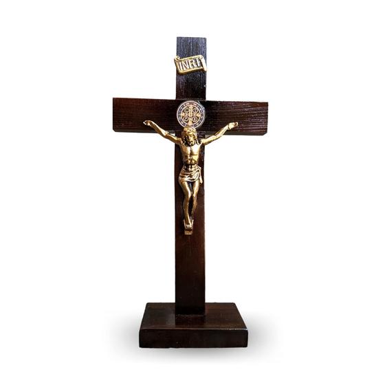 Imagem de Cruz Crucifixo Mesa Em Madeira 29,5 Cm