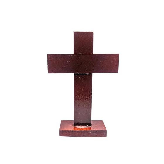Imagem de Cruz Crucifixo Mesa em Madeira Sem Cristo Sem Imagem 13cm