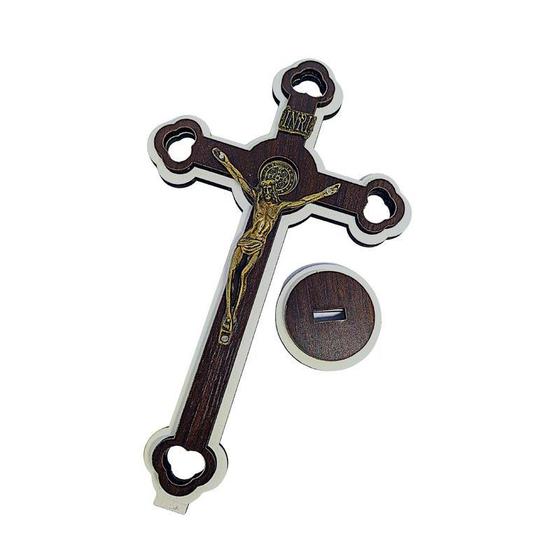 Imagem de Cruz De Mesa Parede De Madeira Com Imagem Lindo 20cm