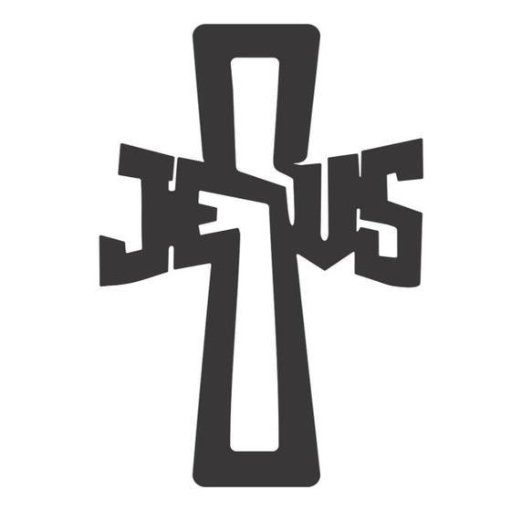 Imagem de Cruz Escrito Jesus - MDF - Preto - Lembrancinha Religioso - 30x20cm